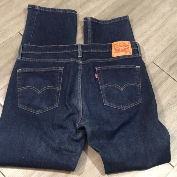 Levi’s 514 Straight Fit Stretch Dark Wash Jeans             size 36z34 - Picture 3 of 12